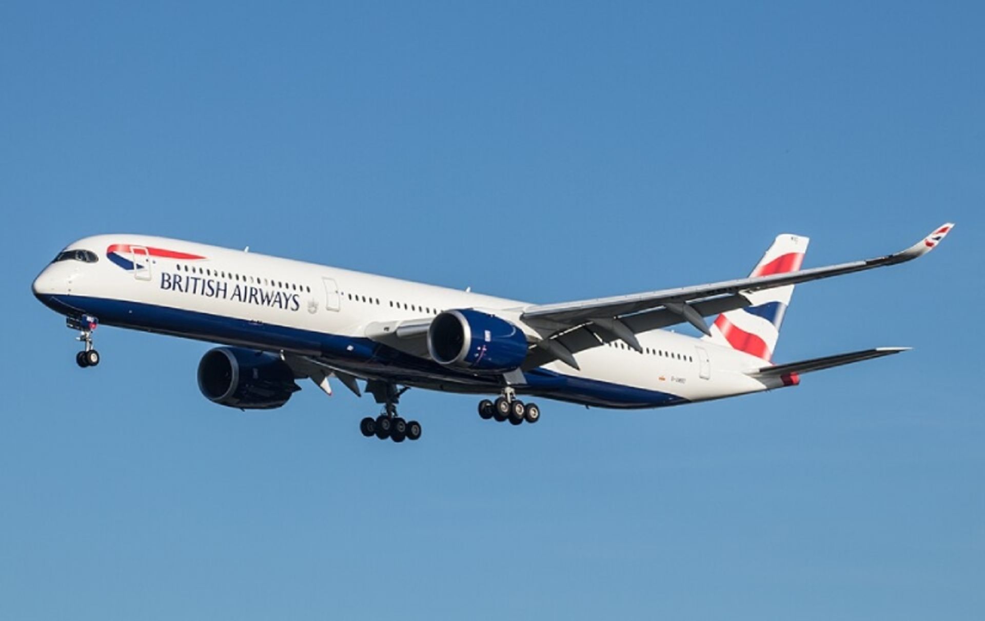 British Airways plane in the blue sky