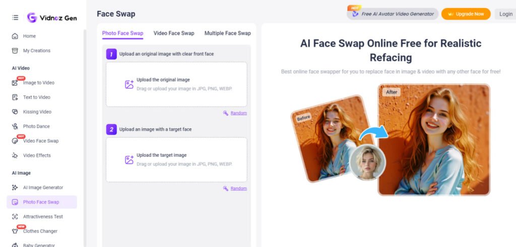Change face in video