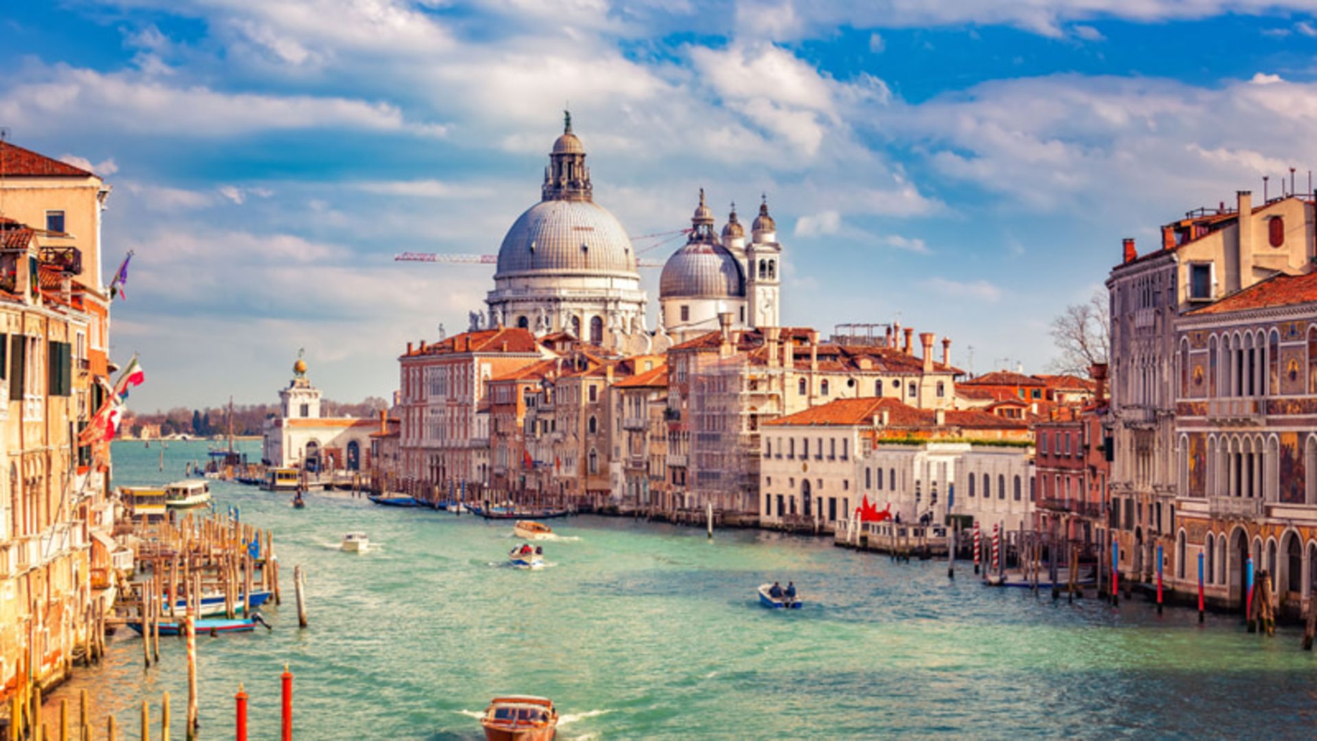 Boating on the Grand Venice Channel of Italy