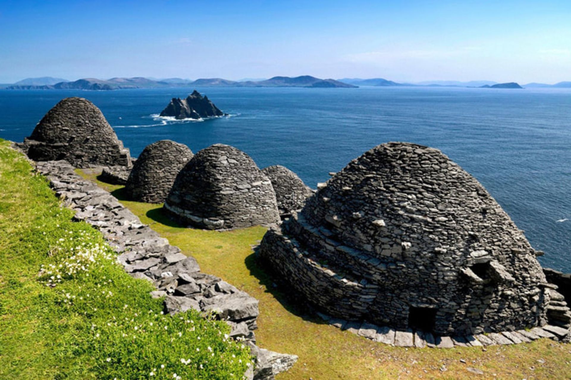 Dome stone houses on Michael Ireland's Sklig Island