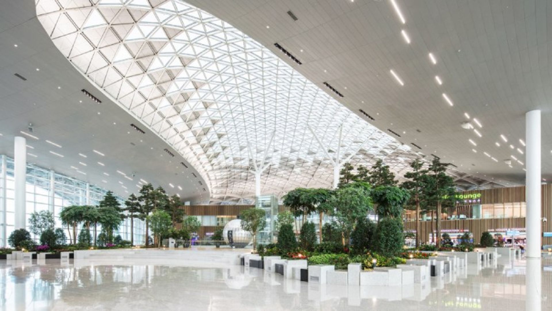 Incheon International Airport's lush interior 