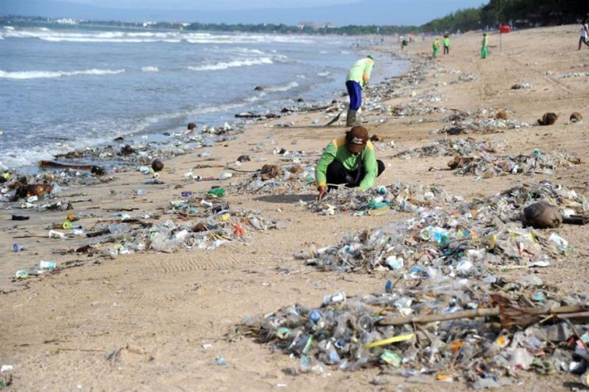 Garbage on the beach of Bali
