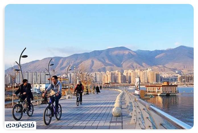 Cycling around Lake Chitgar