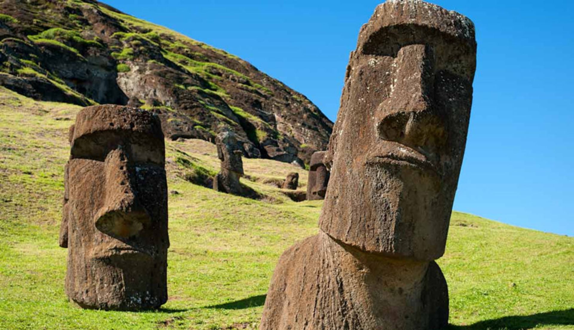 Two -statues of Mu'ayi on Easter Island