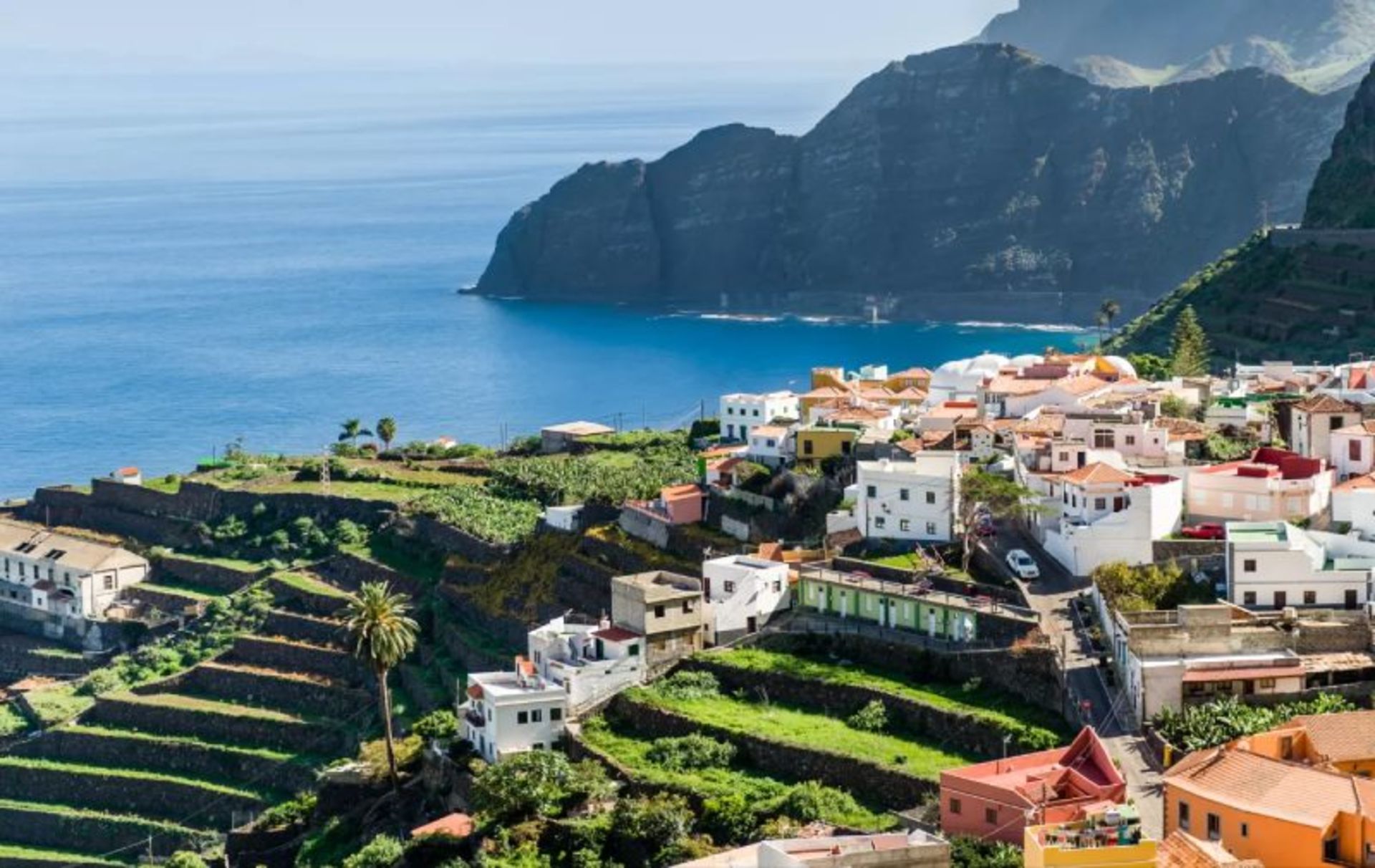 Residential houses, vegetation and ocean