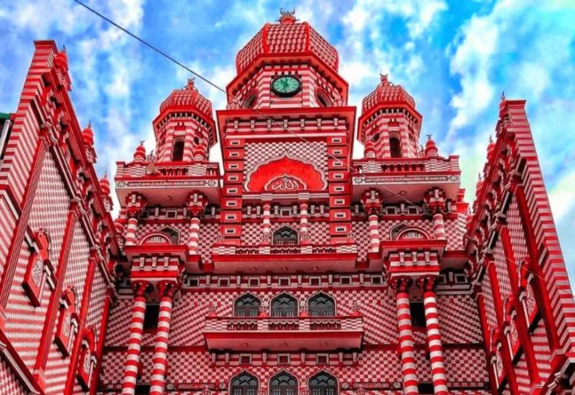 Red and white building 