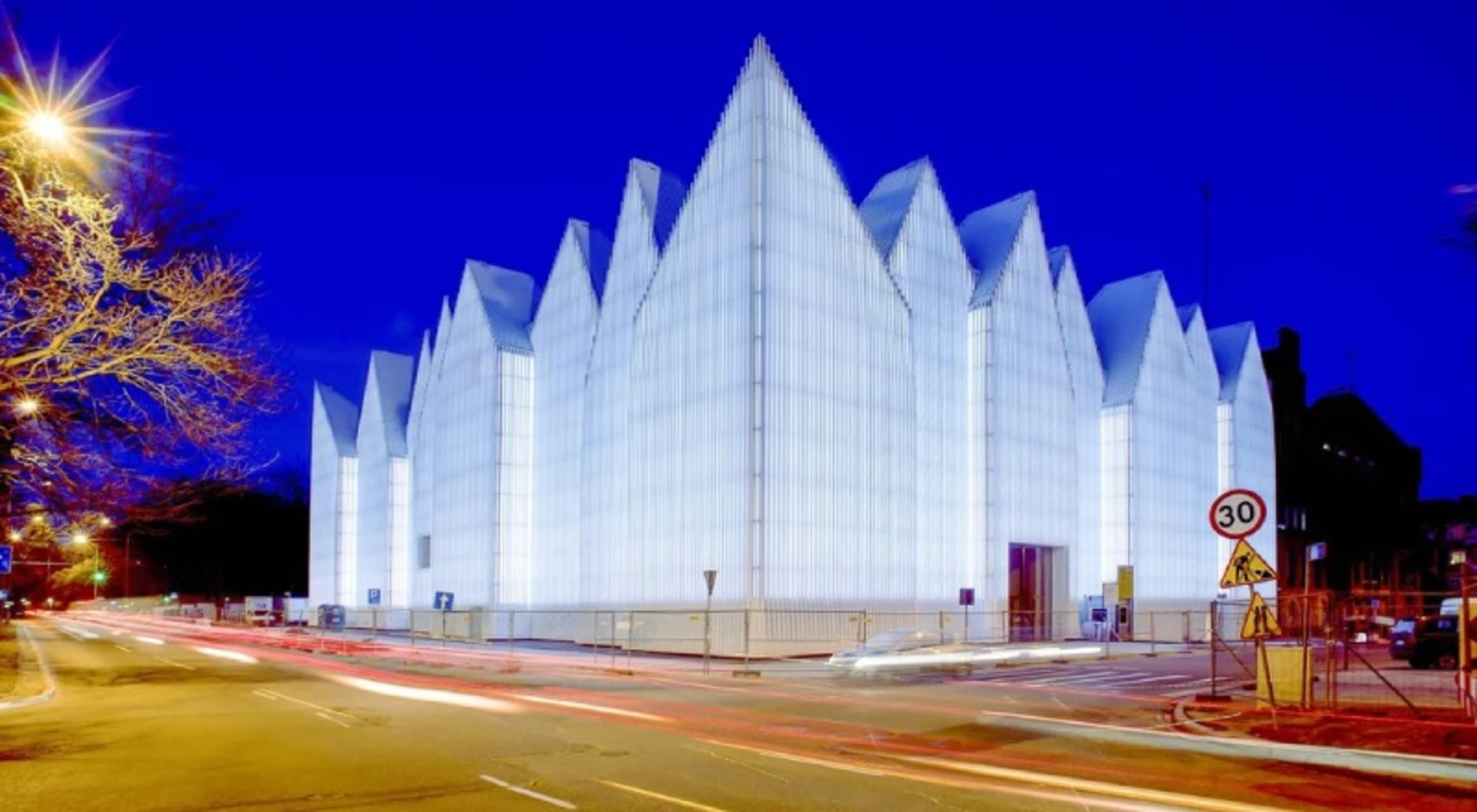 Poland's white Philharmonic building 