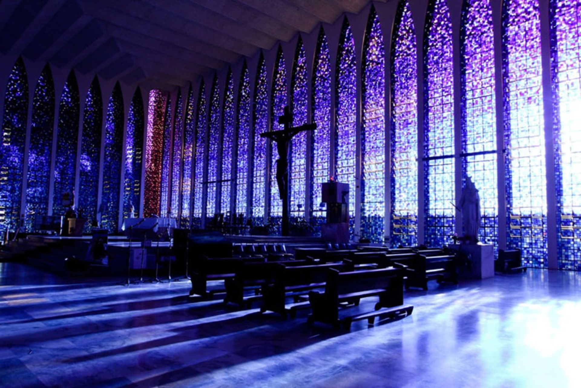 Blue Window Windows at the Sao Zhao Busko Church in Brazil
