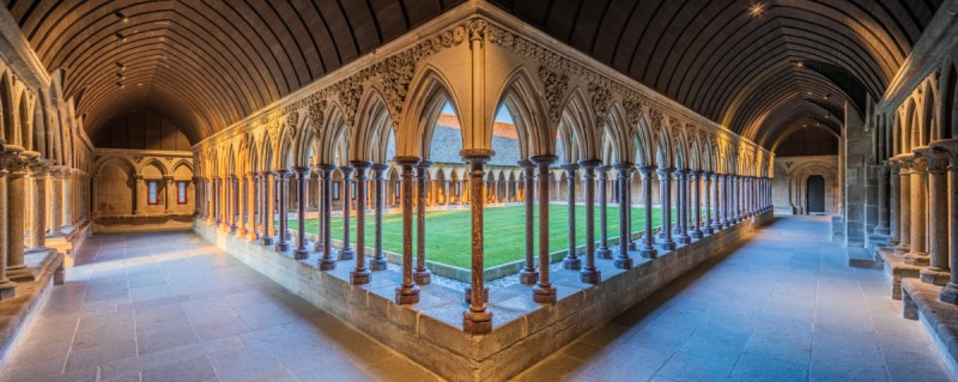 The interior of the monastery of Mon Saint Michel