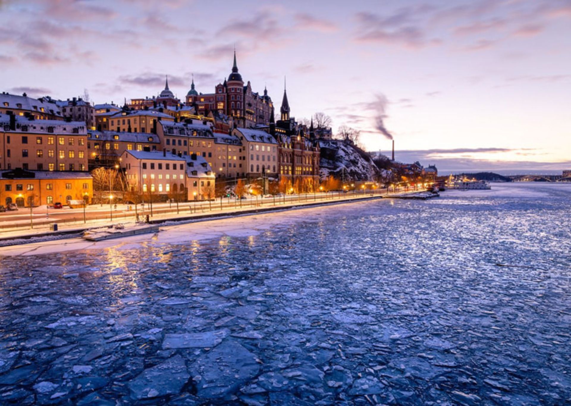 A view of Stockholm urban areas at dusk 