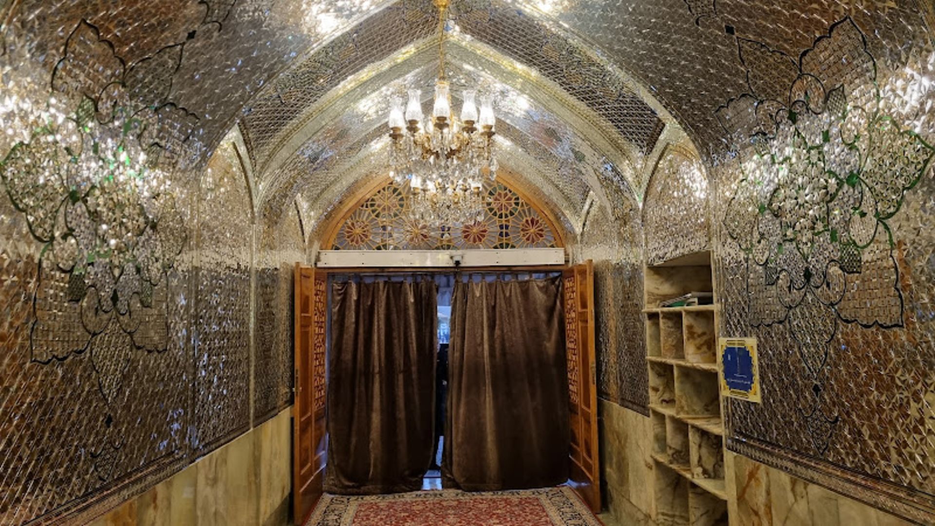 Beautiful mirror at the entrance door of Shahcharagh Shiraz