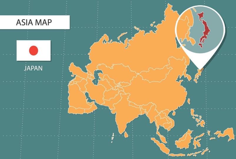Japan's location in Asia