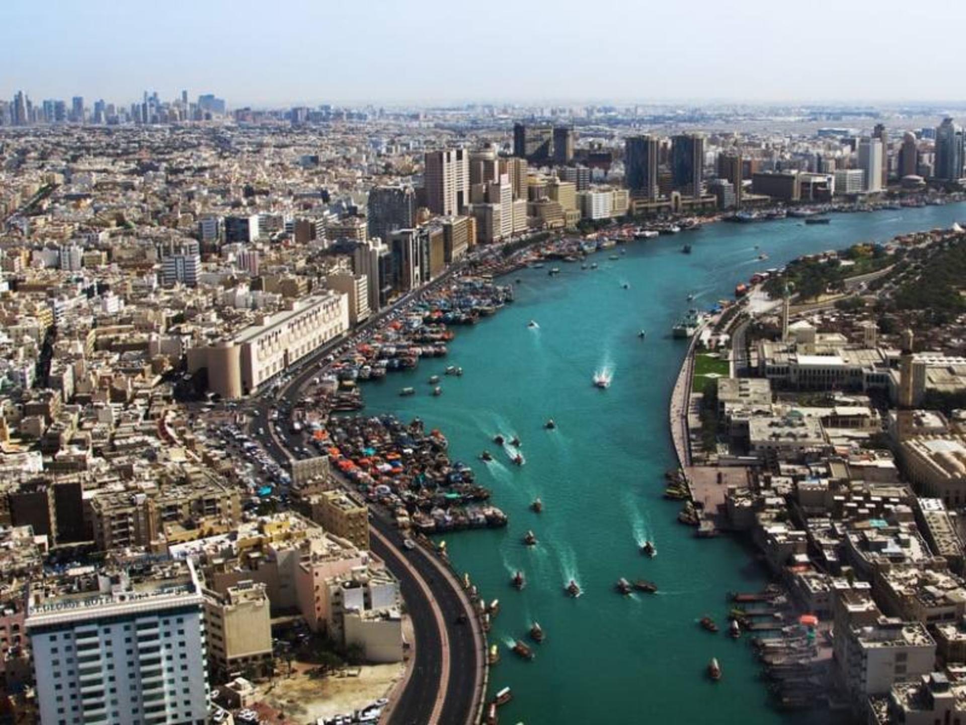Buildings and river Dubai in Dirah