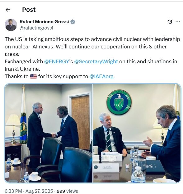 Grossi Consultation with US Minister of Energy on Iran and Ukraine