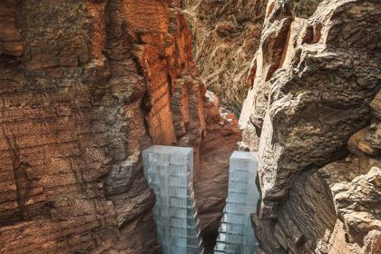 Ice Cube Hotel between Saudi Granite Rocks