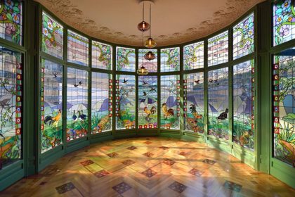 Colored and painted windows Casa Leo Morra in Spain