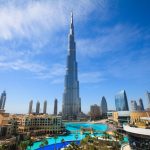 Dubai Caliph Tower under the blue sky