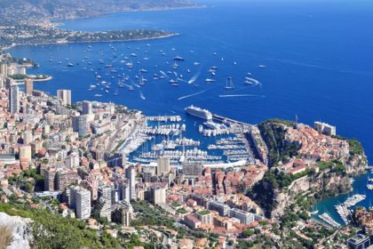 Aerial photo of the city of Monaco by the sea