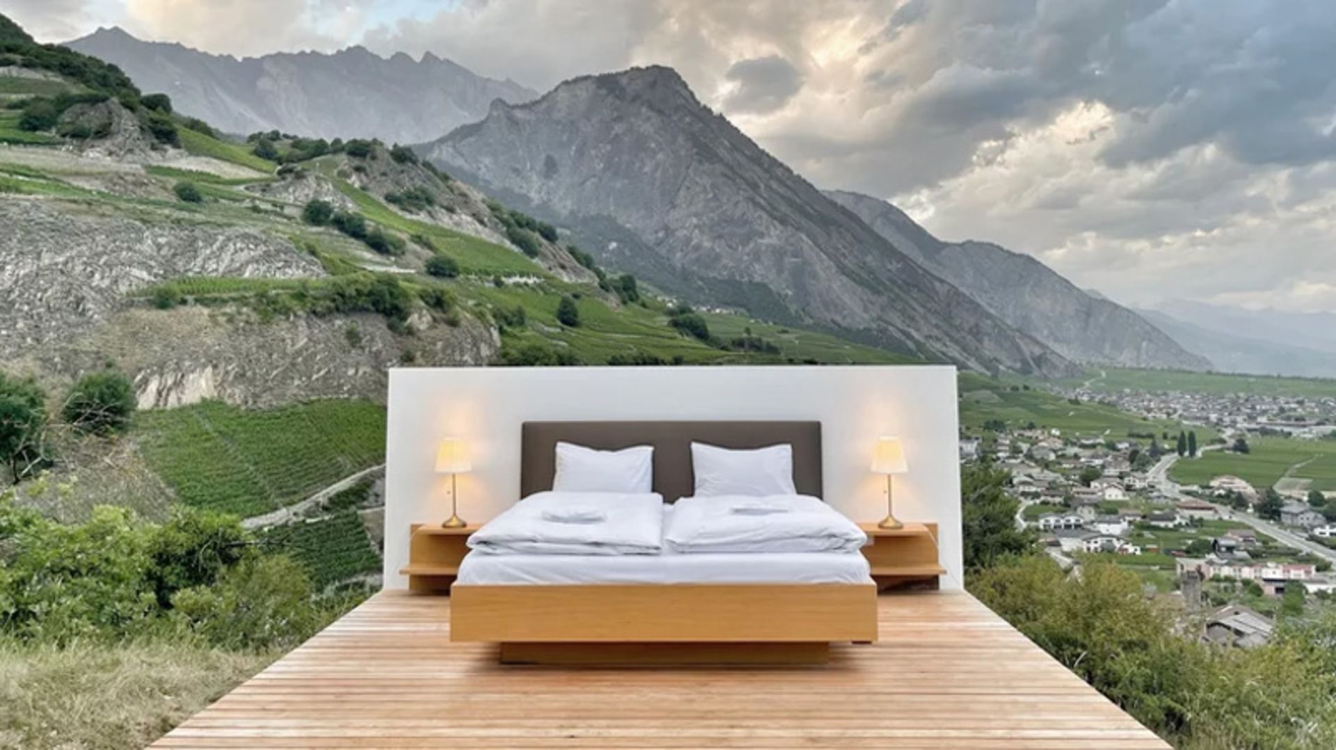 Minimal Room of the Nal Stern Hotel in the Swiss Mountain