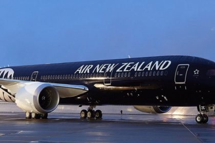 Air New Zealand's black plane in the runway