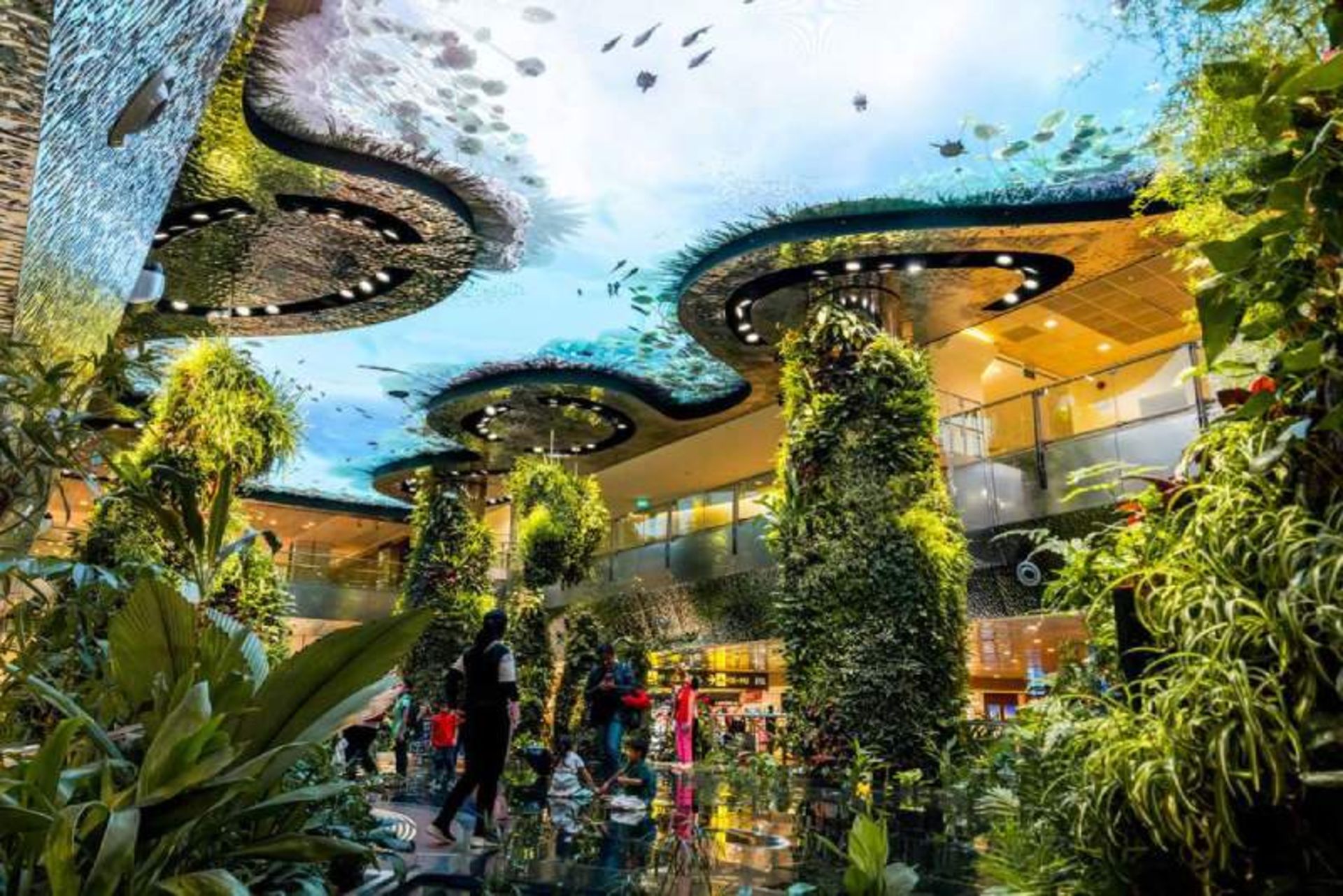 Plants and roofs at Changi Airport Singapore