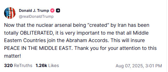 Trump's soda to normalize relations all Middle East countries with Israel