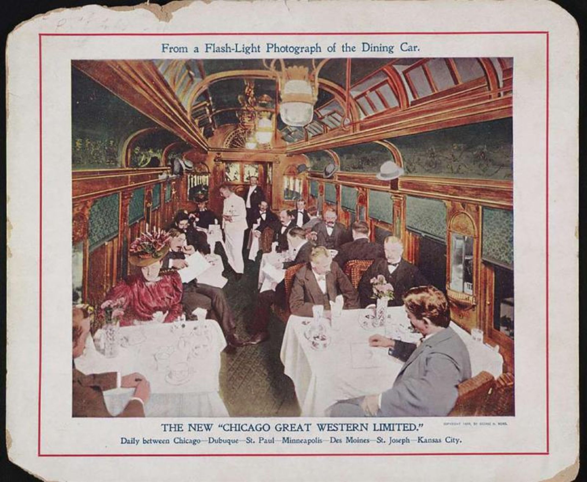 Passengers inside the restaurant wagon on the train