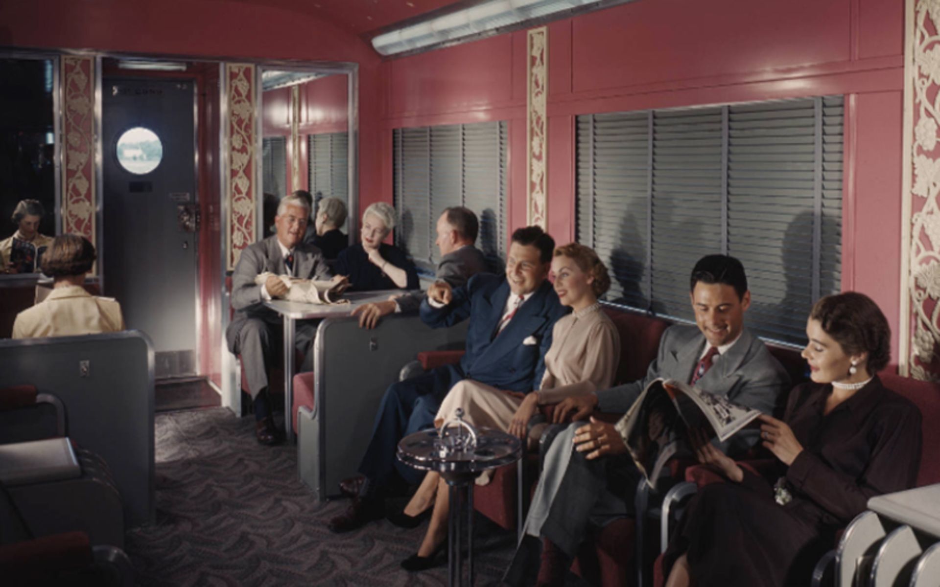 Passengers in the Sanstad Limitan train restroom