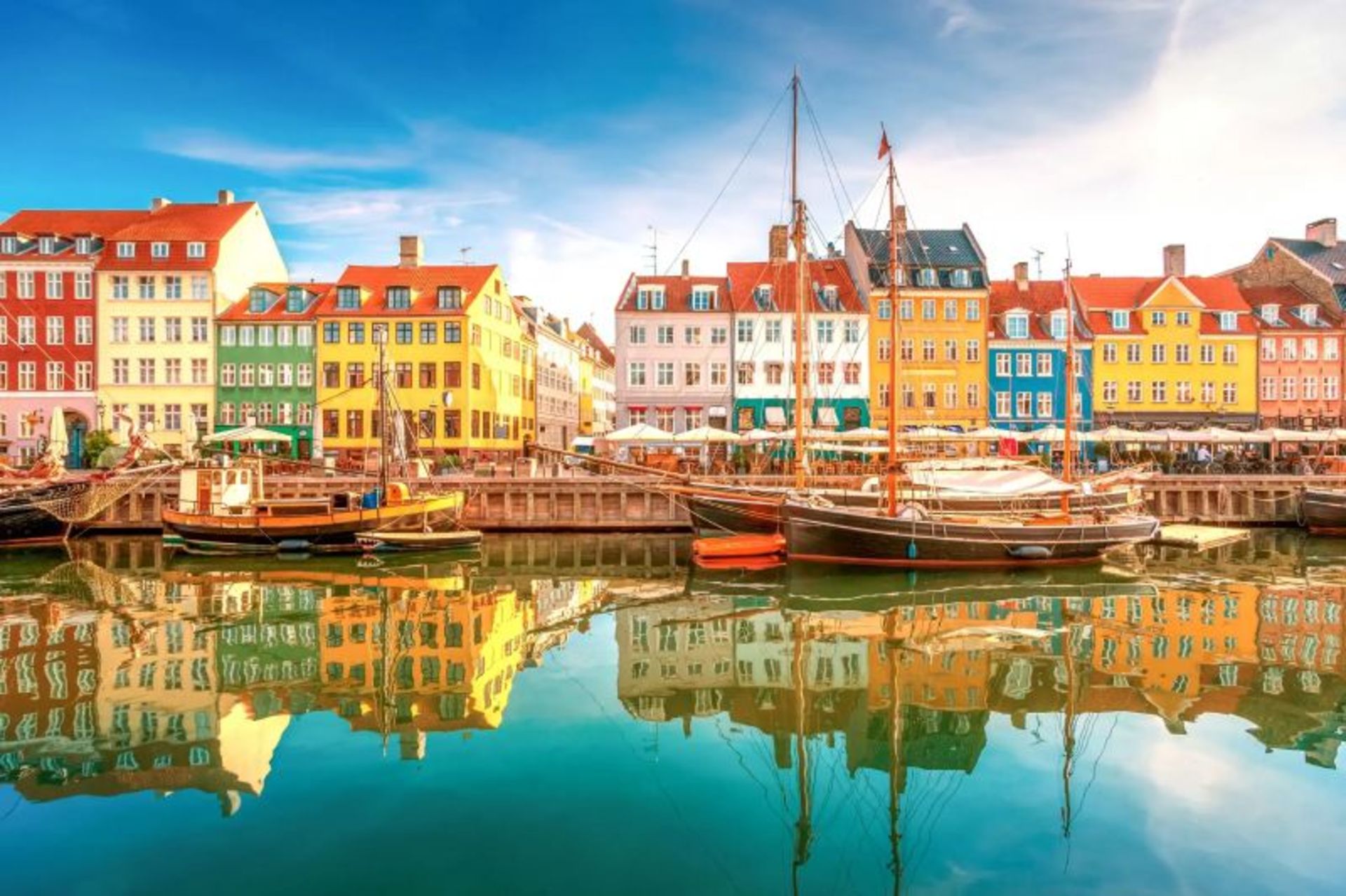 Colorful buildings along the Copenhagen River