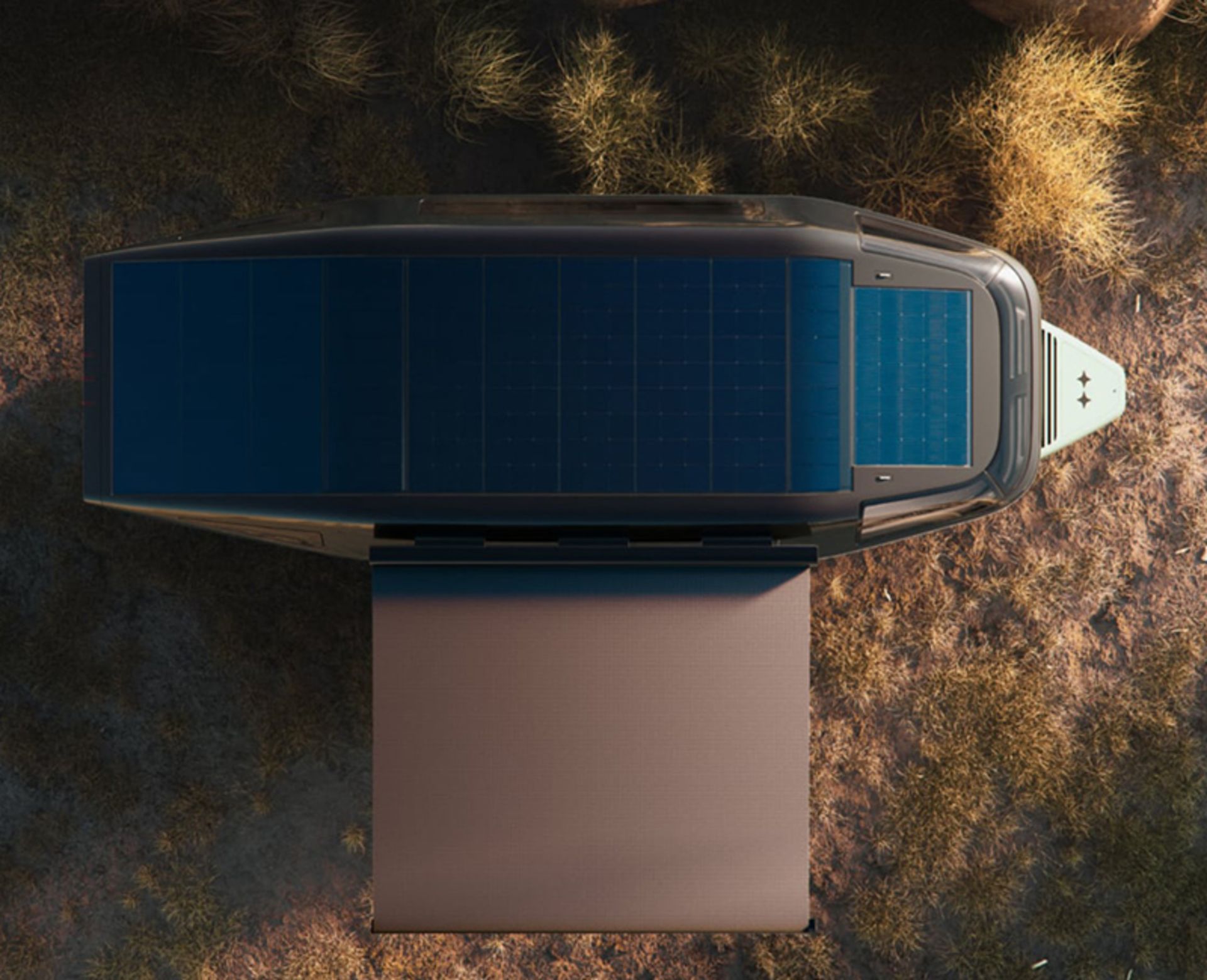 Solar panel on the roof of AE.1 Electric Caravan