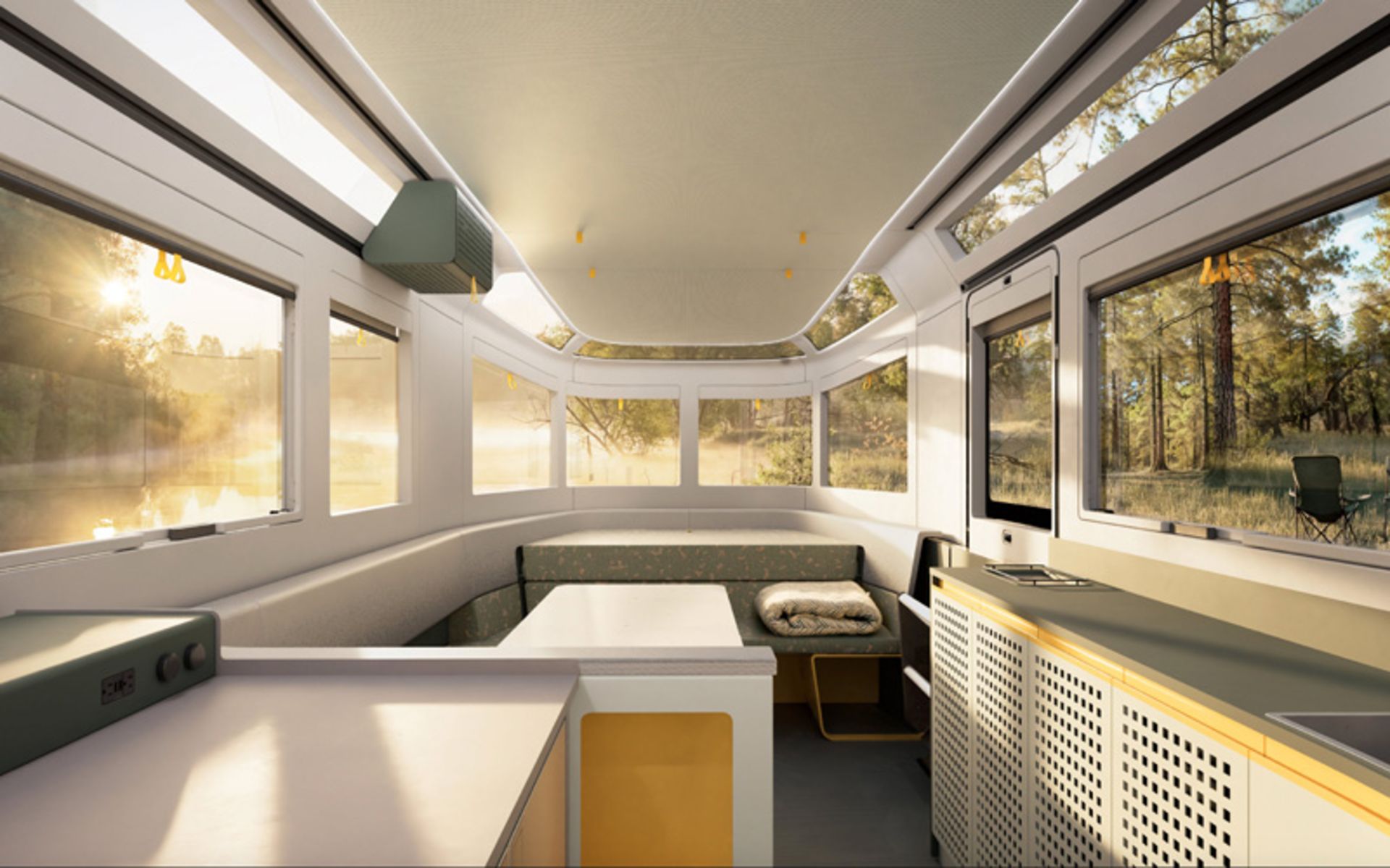 The interior of the Lightweight Caravan Model AE.1