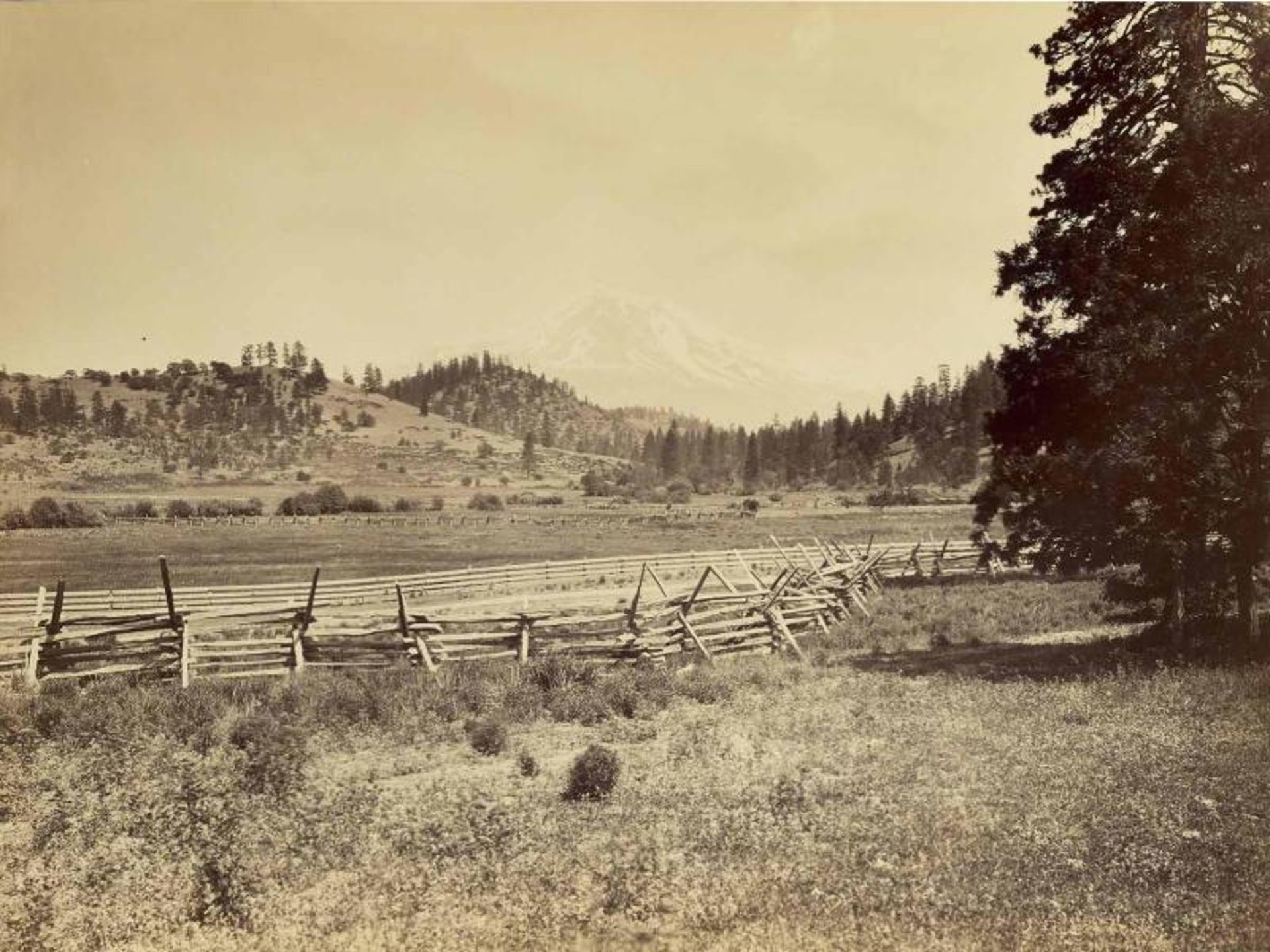 An old picture of the nature of the Shasta Mountain 