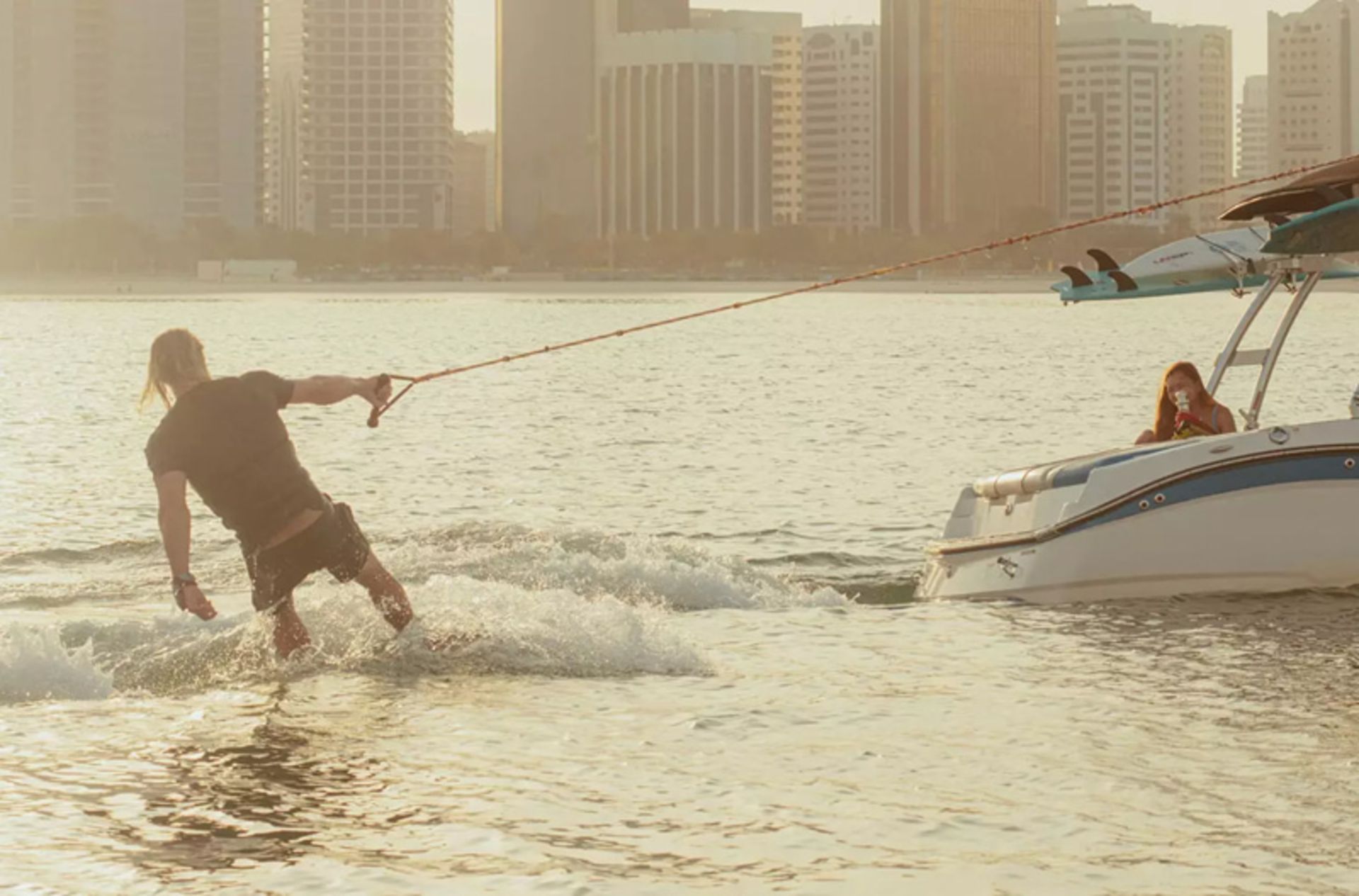 Wake Bobing in the quiet water of Abu Dhabi
