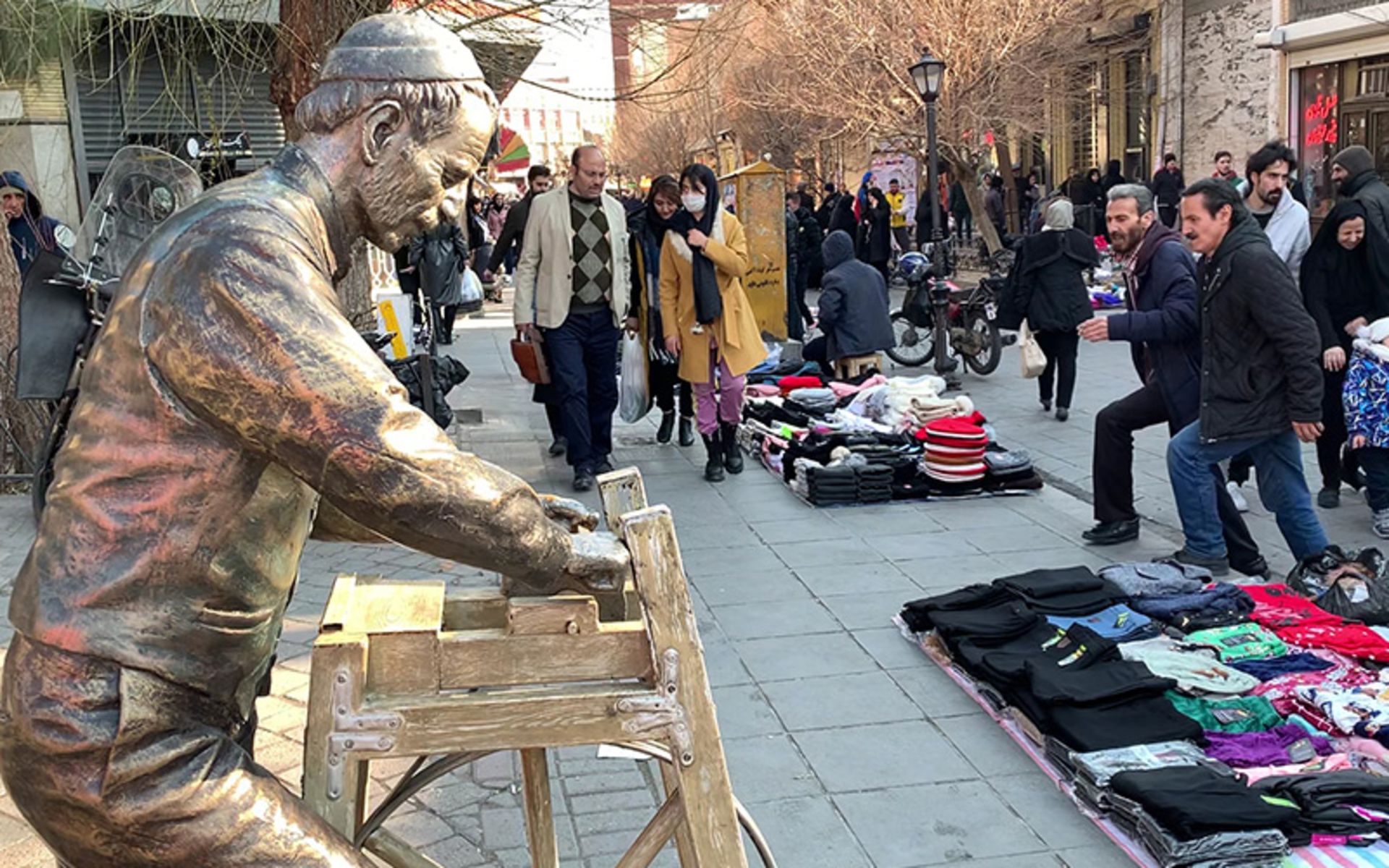 People on the walking way to buy busy