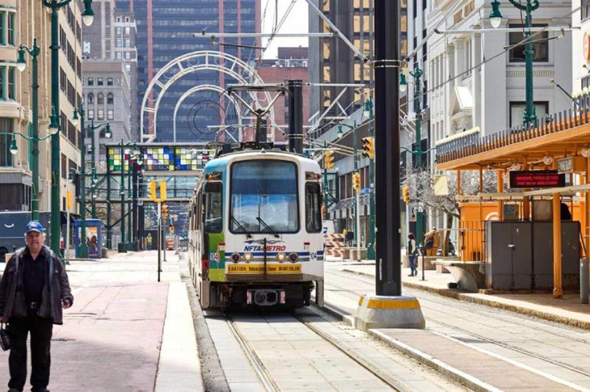 Buildings and trams on the main street of Buffalo