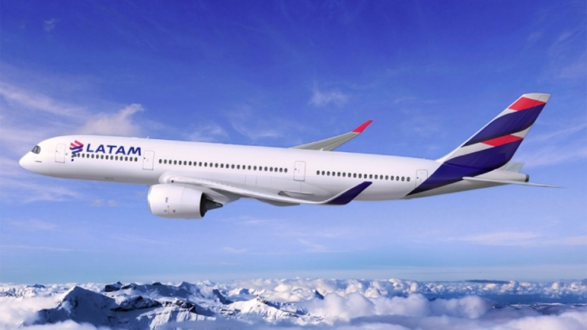 Latam Airlines Airlines over the snowy mountains