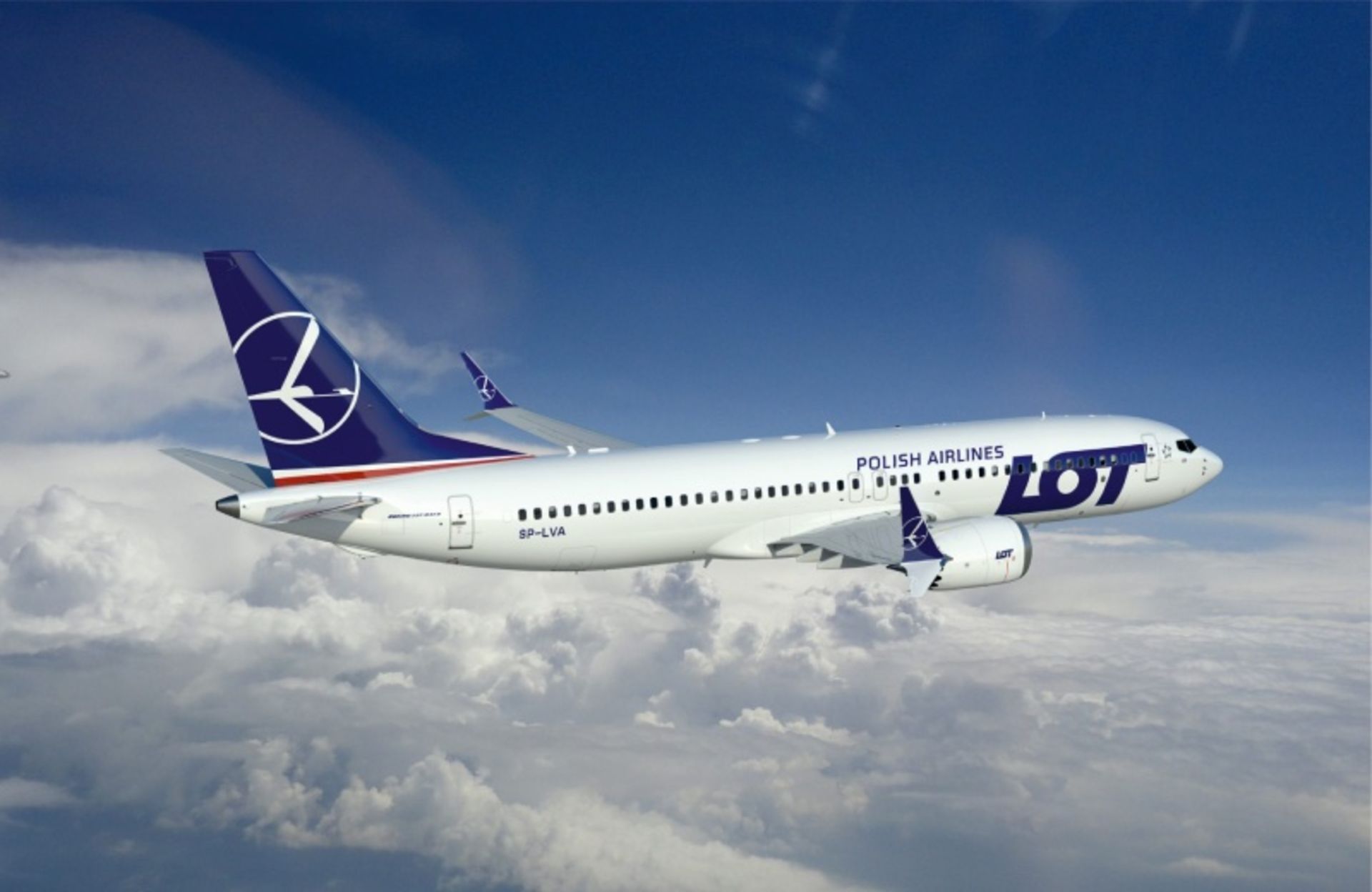 Lot Polish Airlines over the clouds