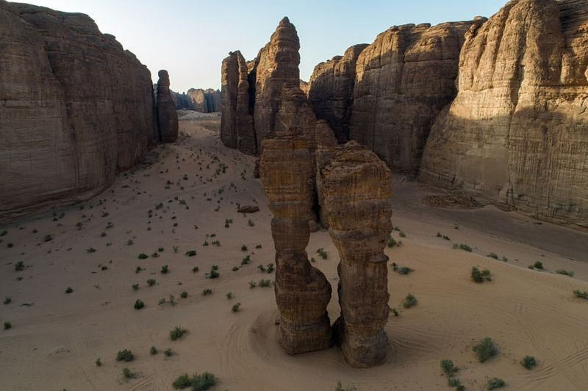 Natural rocks of dance stones in the Saudi desert valley