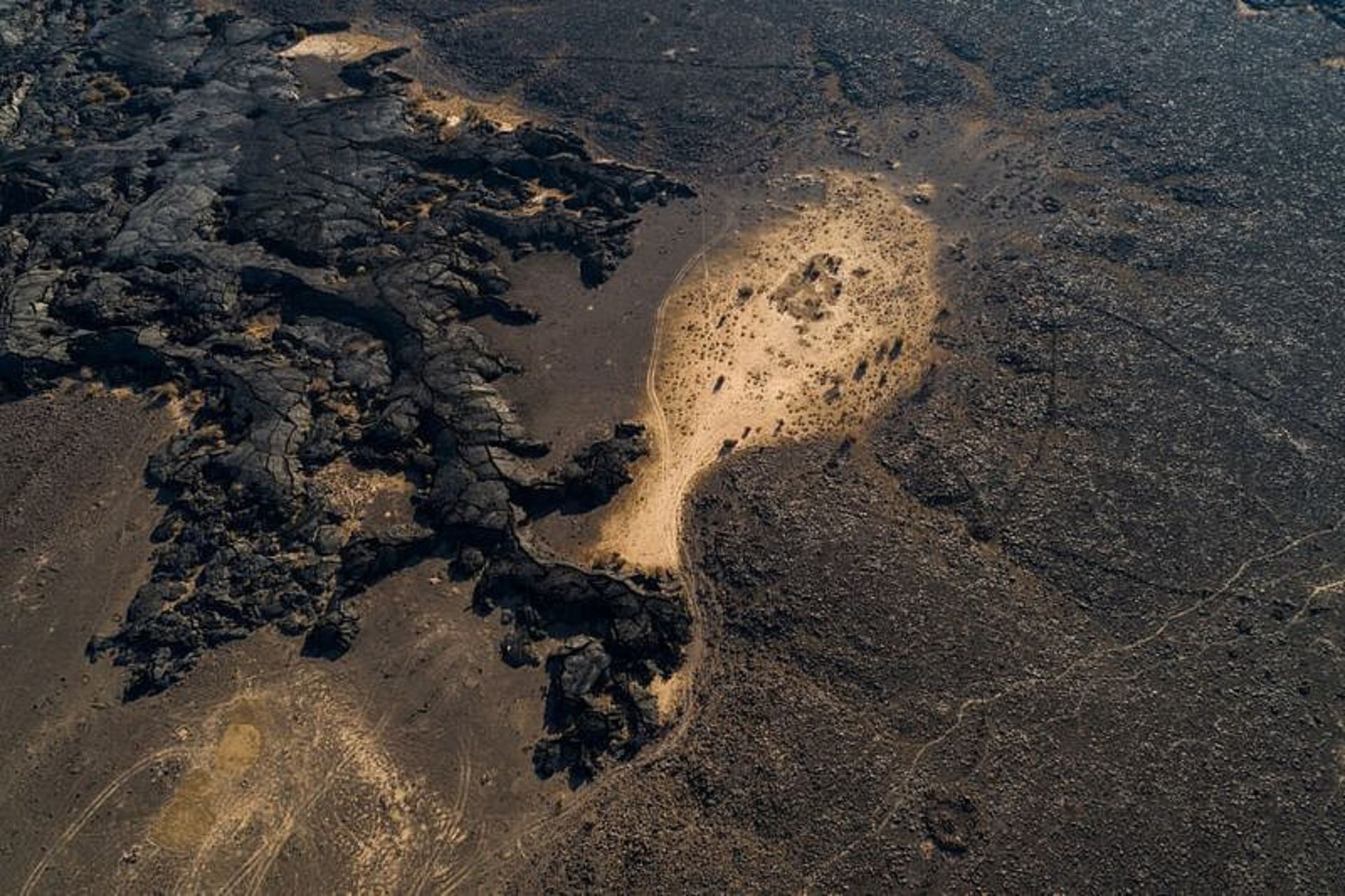 Aerial photo of lava flows in Saudi Arabia