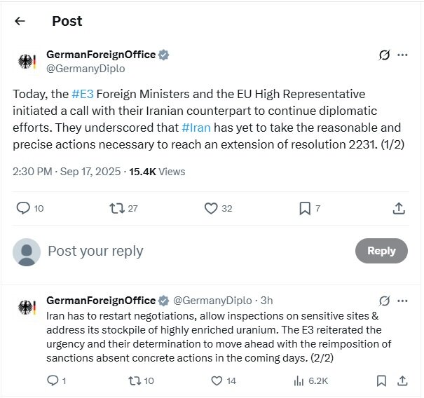 Berlin's stance on European Troic Foreign Ministers and Iraqchi