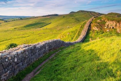 Wall of Hadrian and the surrounding nature on sunny day