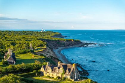 Landscape of the Montawak stone mansion in the coastline of the Atlantic Ocean