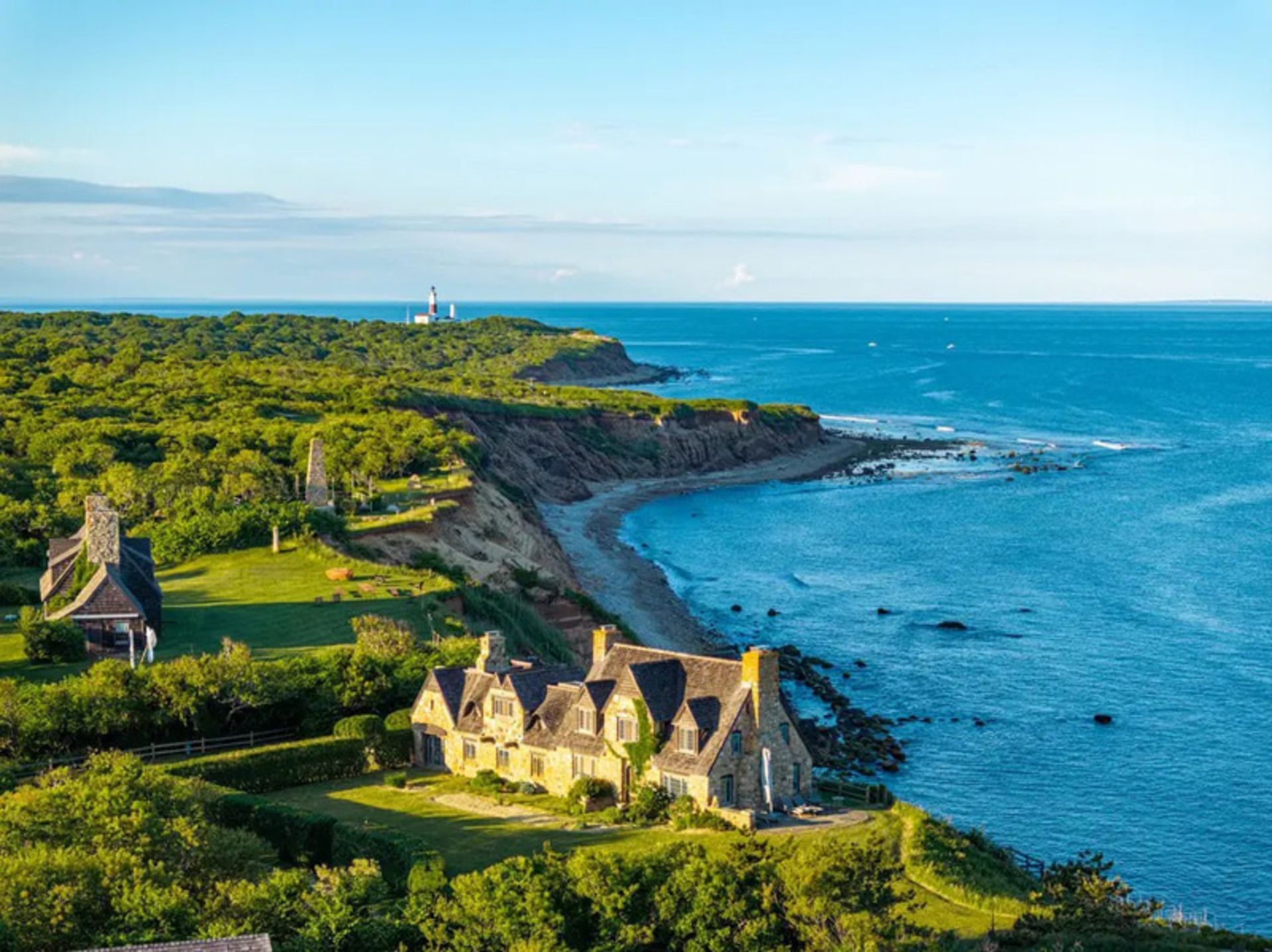 Landscape of the Montawak stone mansion in the coastline of the Atlantic Ocean