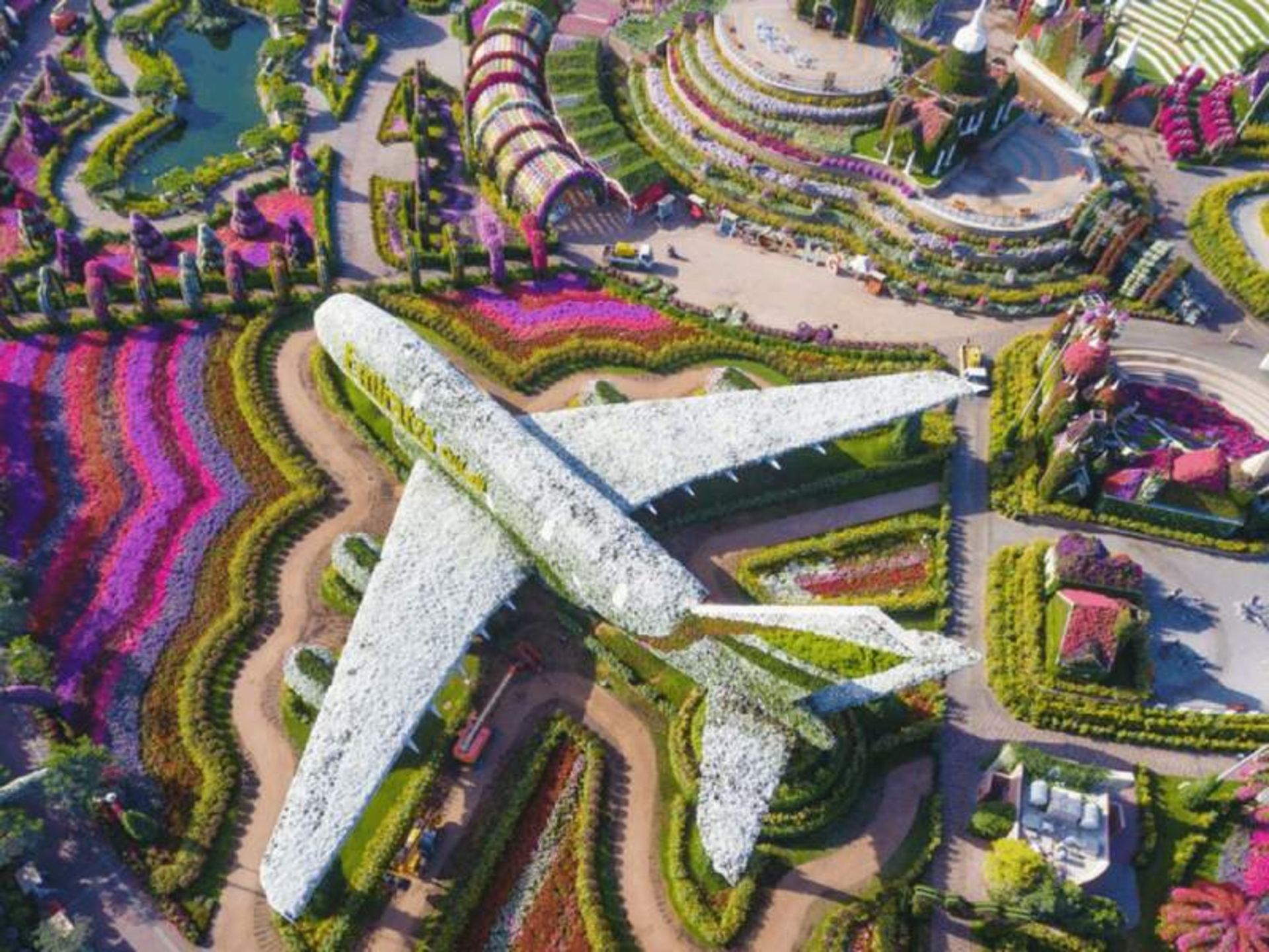 Aerial image of Dubai's miracle flower garden