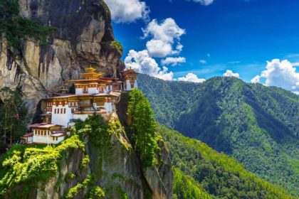 A temple in the lush mountain of butane