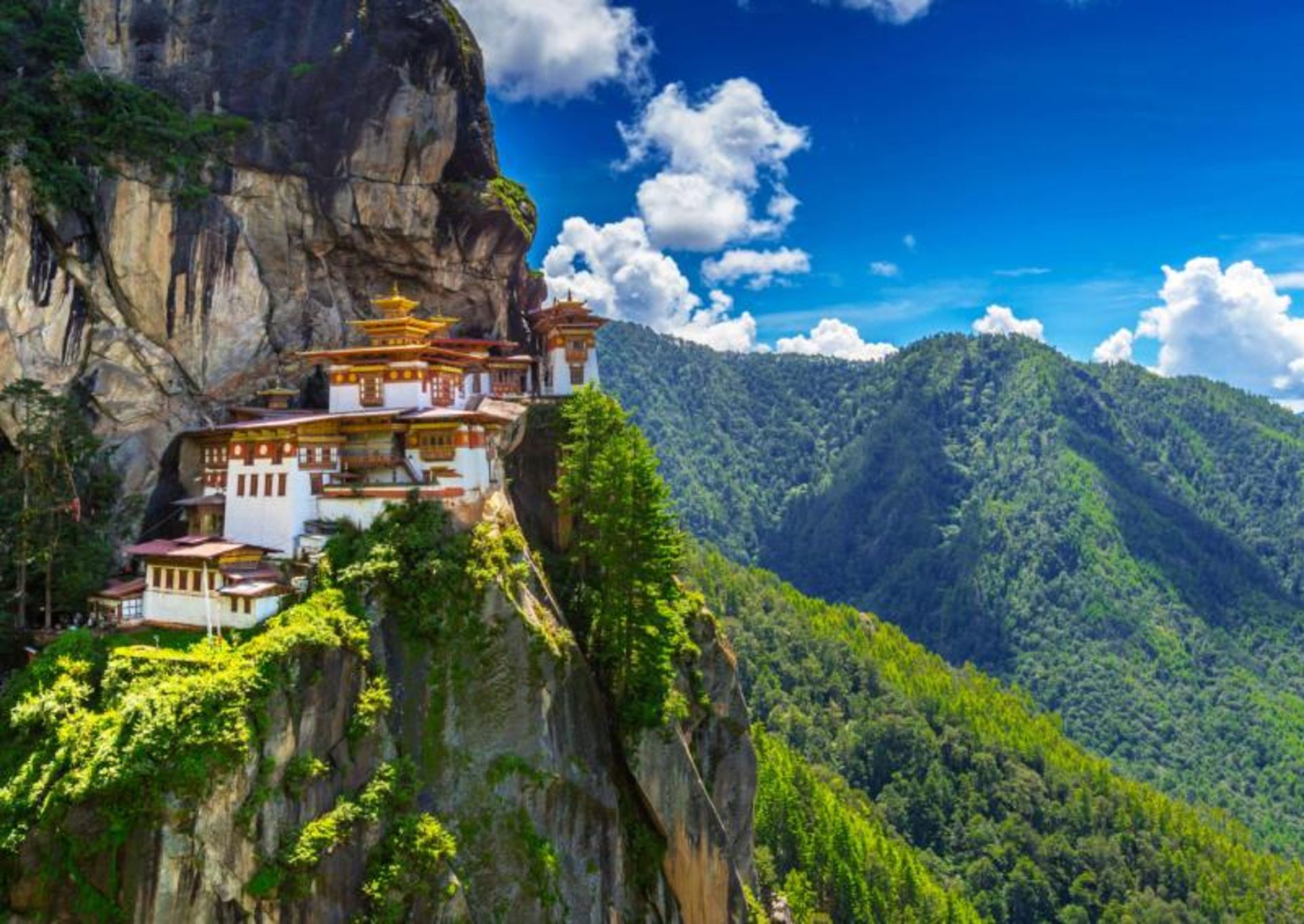 A temple in the lush mountain of butane