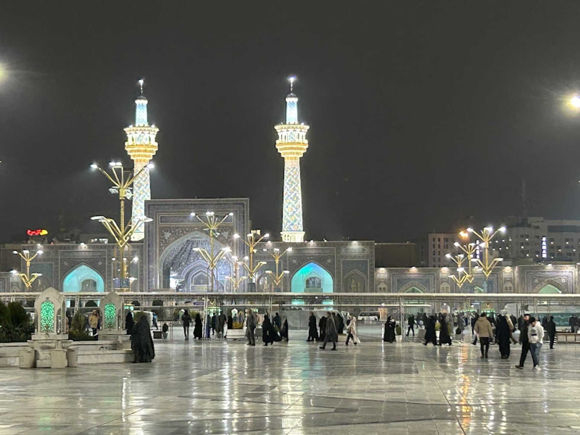 A view of Imam Reza shrine at night