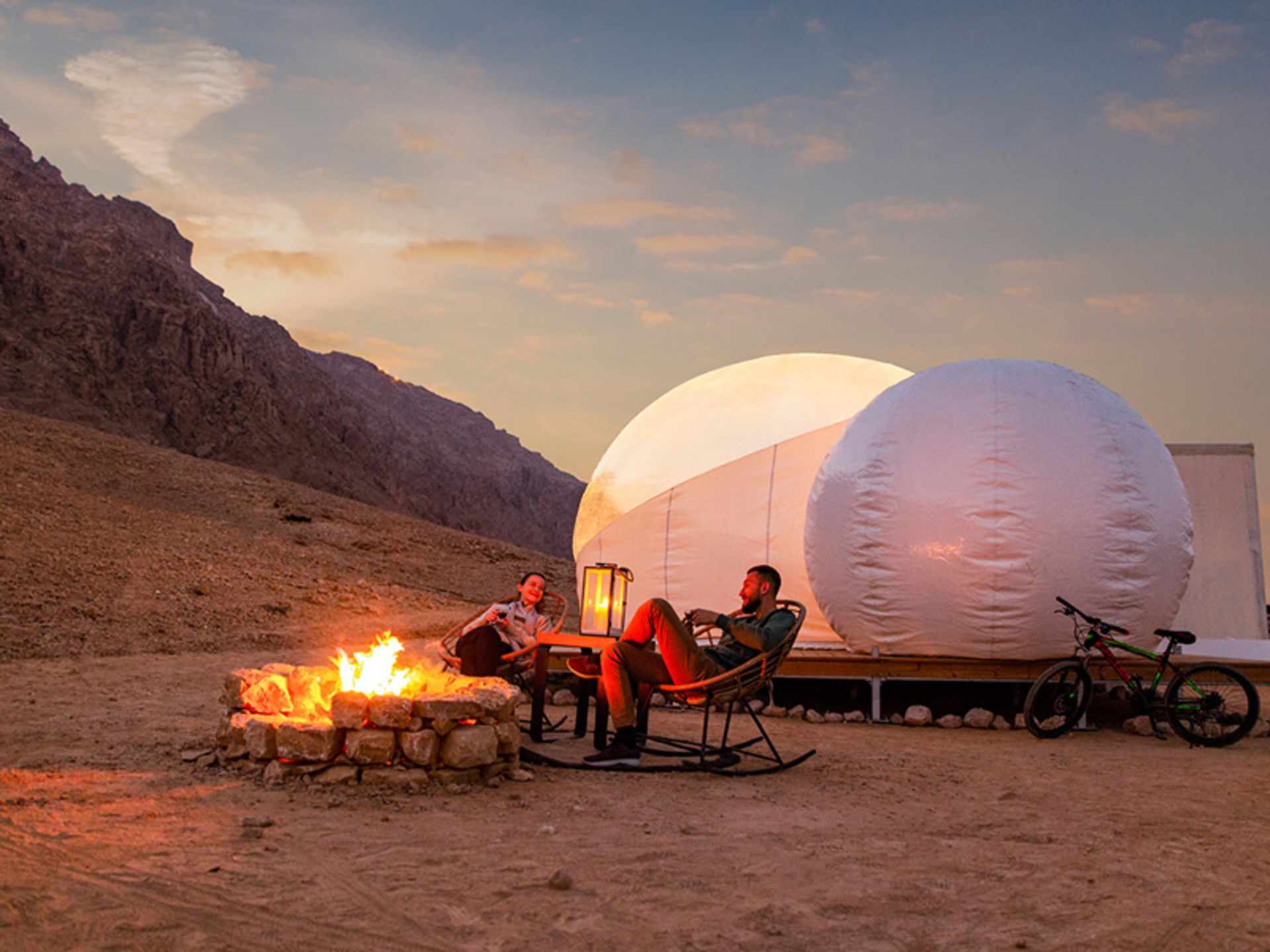 Circular tents at Jebel Dilit