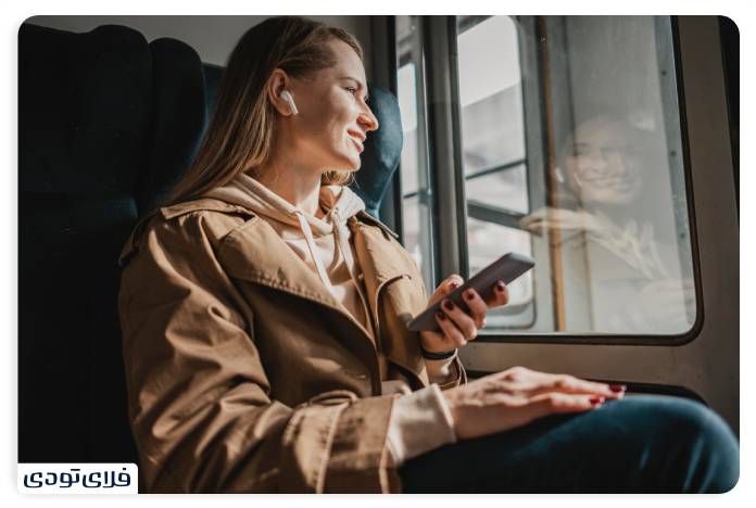 Listen to music or podcasts on the train