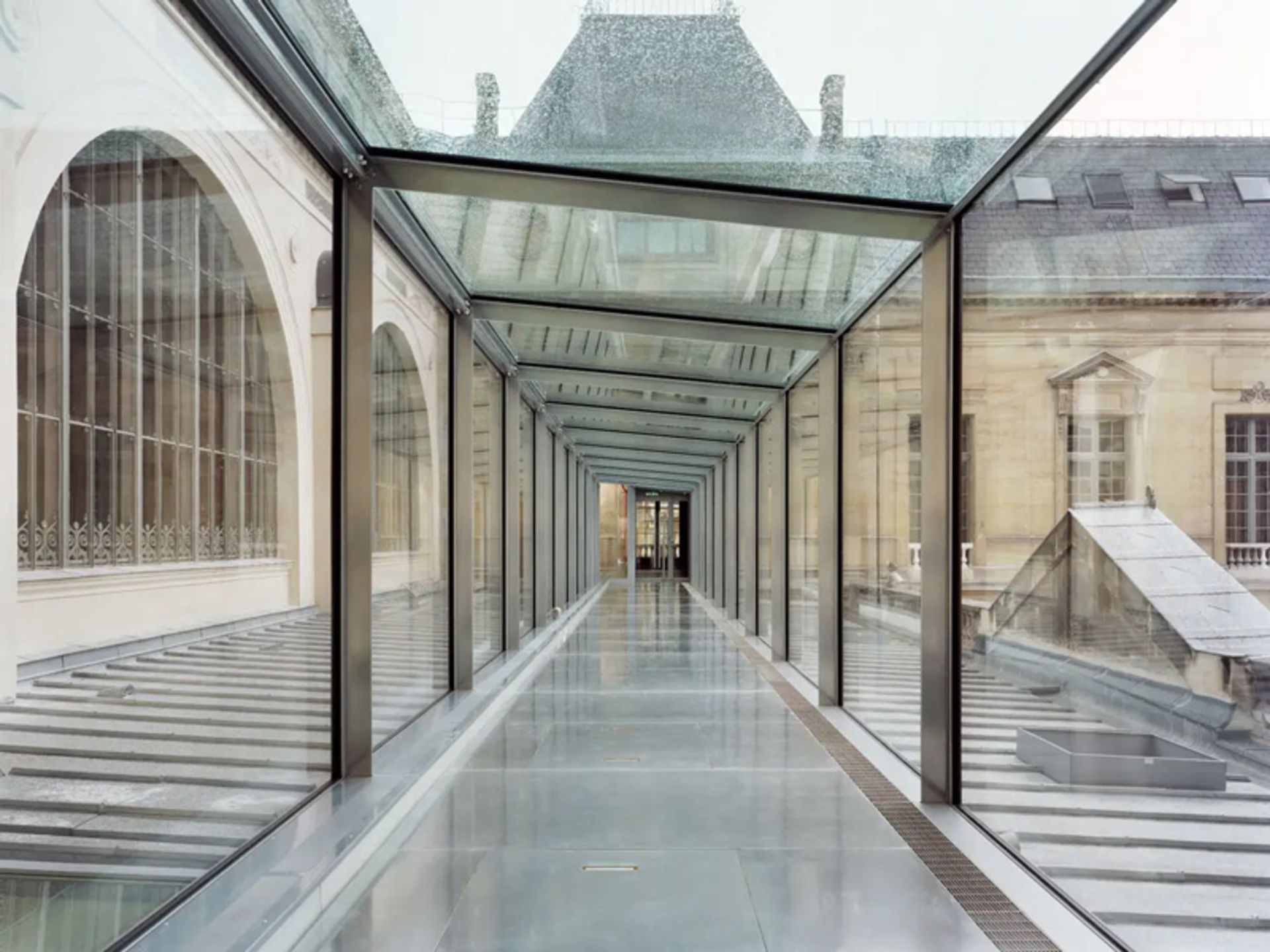 Glass entrance hall at the French National Library